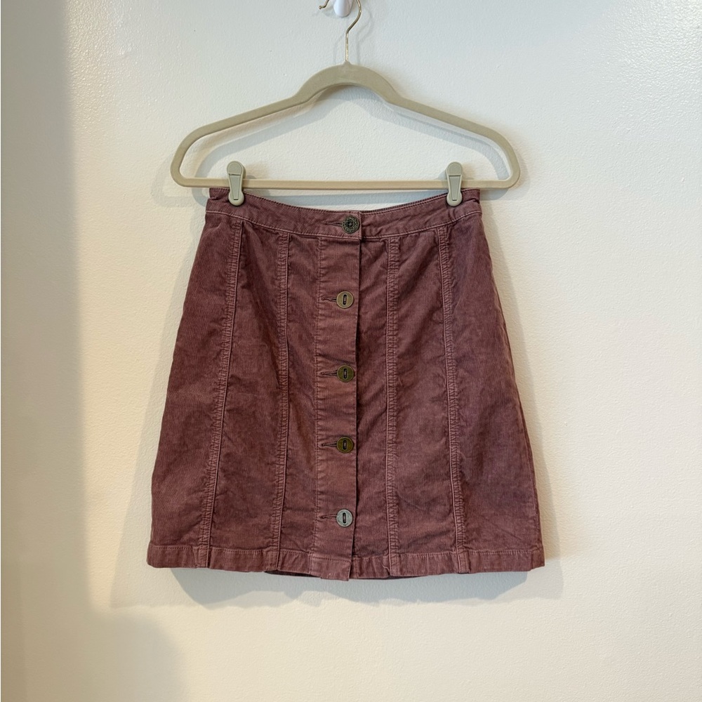Pilcro and the Letterpress Button-Front Mini Skirt in Dusty Rose- Anthropologie
